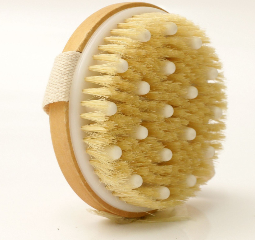 Natural Exfoliating Bristle Bath Brush Wooden Body Massage SPA Dry Brush