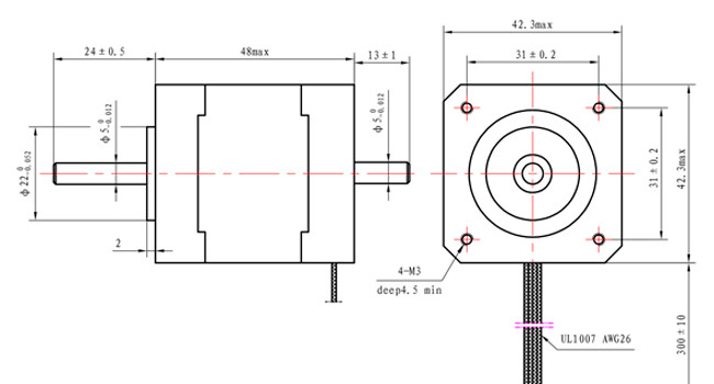 NEMA 17 Dual Axis Stepper Motor 42×42×48mm 1.68A With Packaging Equipment