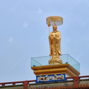 China Outdoor Decor Bronze Buddha Statue Gold Leaf Ksitigarbha Bodhisattva Statue wholesale