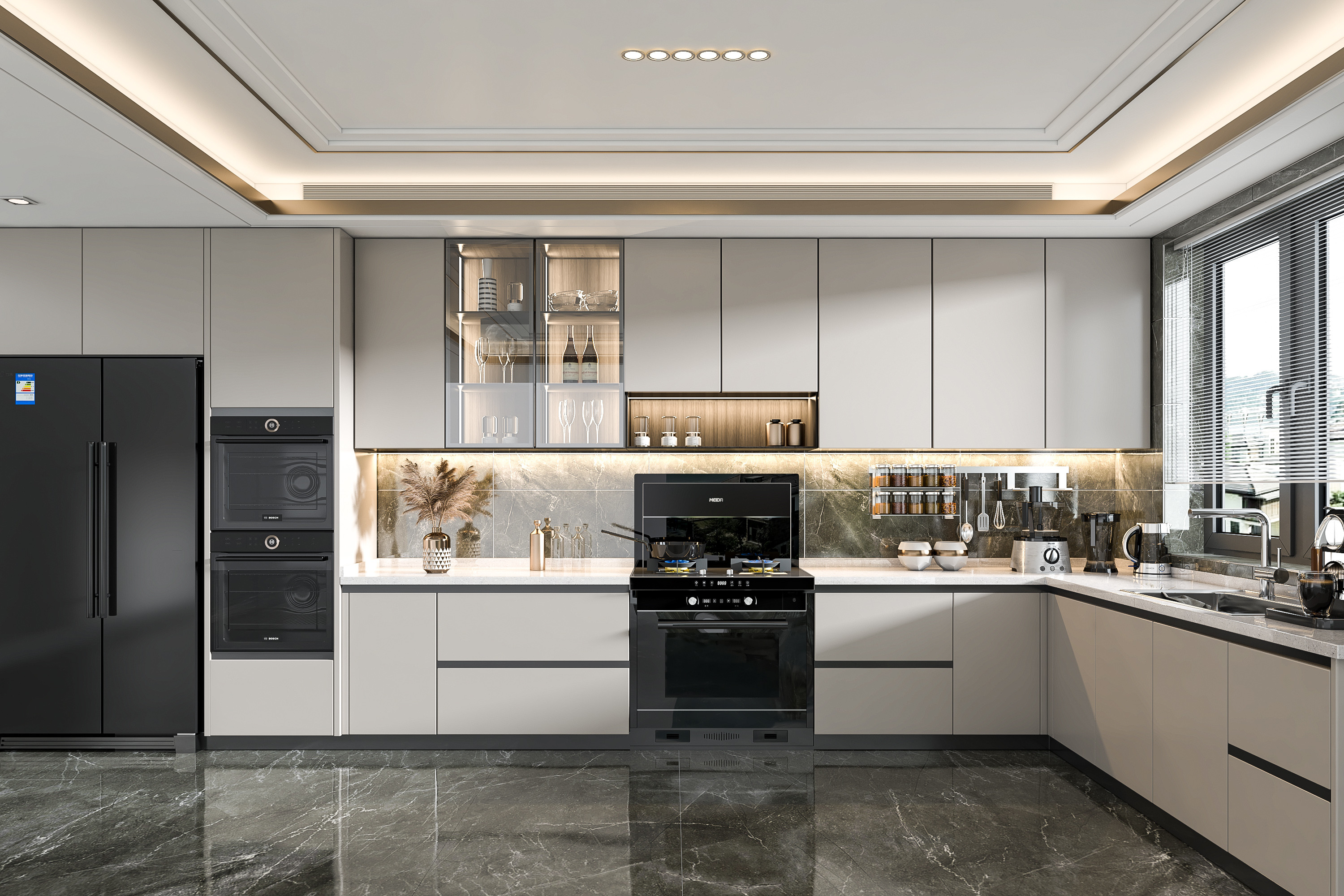 Australia 2PAC Finish Shaker Style Fitted Kitchen Cabinet For Villa , Townhouse