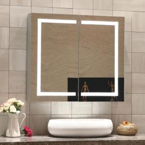 China IP44 Silver Grey Anodized Aluminium Body LED Mirrored Medicine Cabinet for Home Bathroom wholesale
