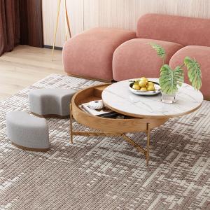 China Minimalist Round Marble Coffee Table With Storage Revolving Marble Storage Coffee Table wholesale
