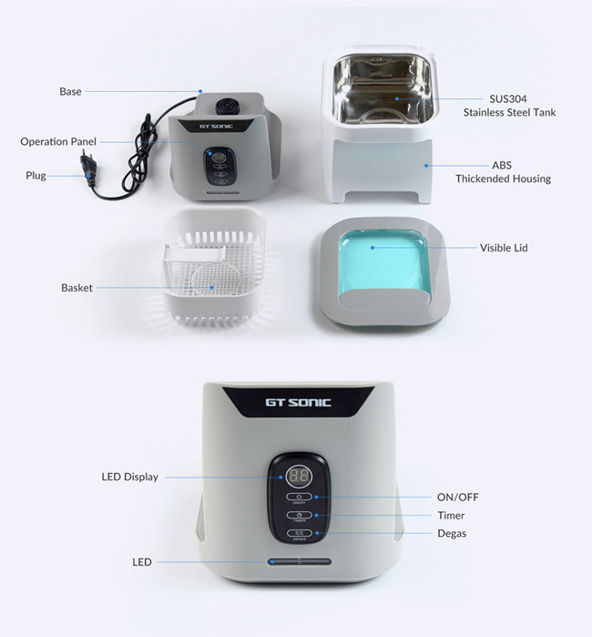1300ML Big Capacity Household Ultrasonic Cleaning Machine Button Control Detachable Tank