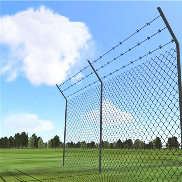 Silvery Diamond Wire Mesh Galvanized Chain Link Fence 50 Feet Length
