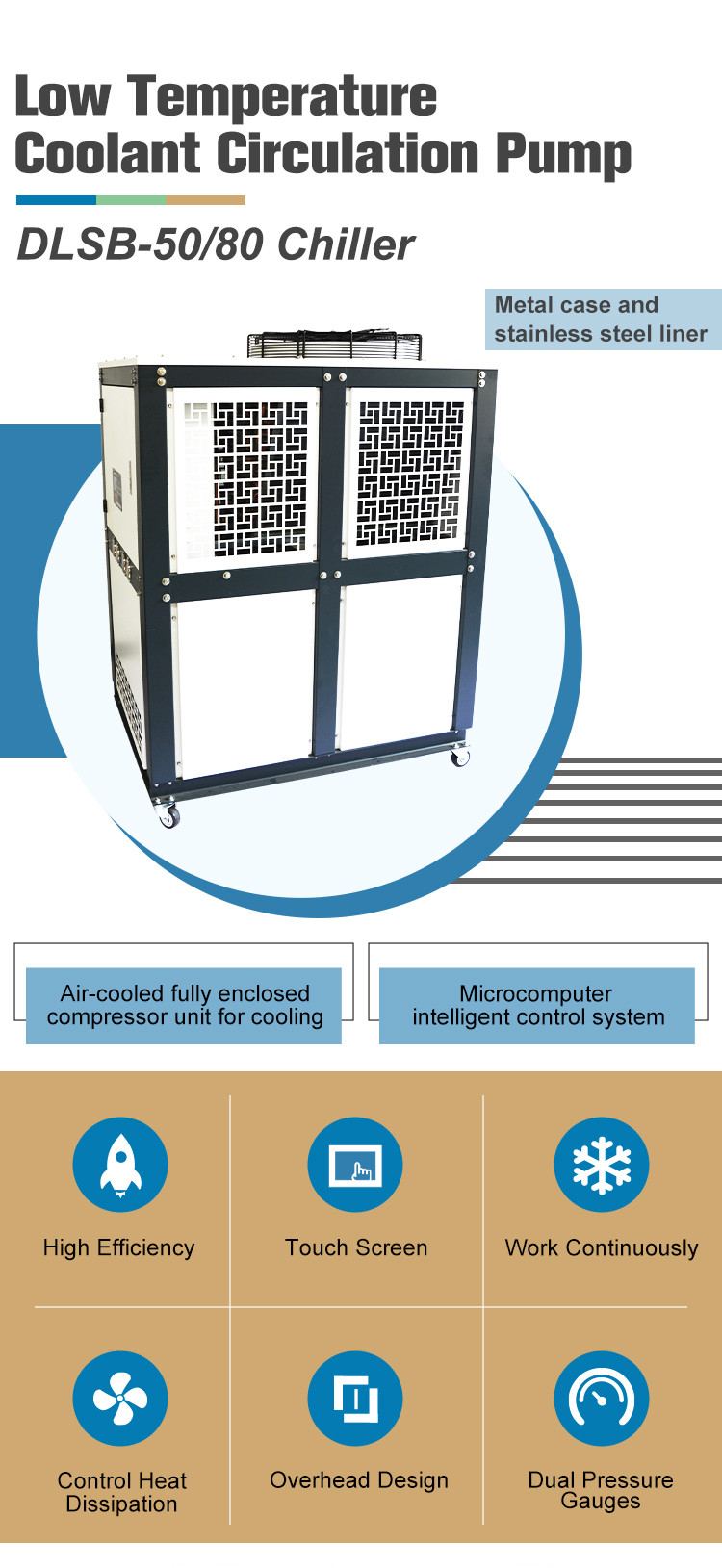 Chiller Lab Equipment 50L Glycol Circulating cooling Chiller For Evaporator