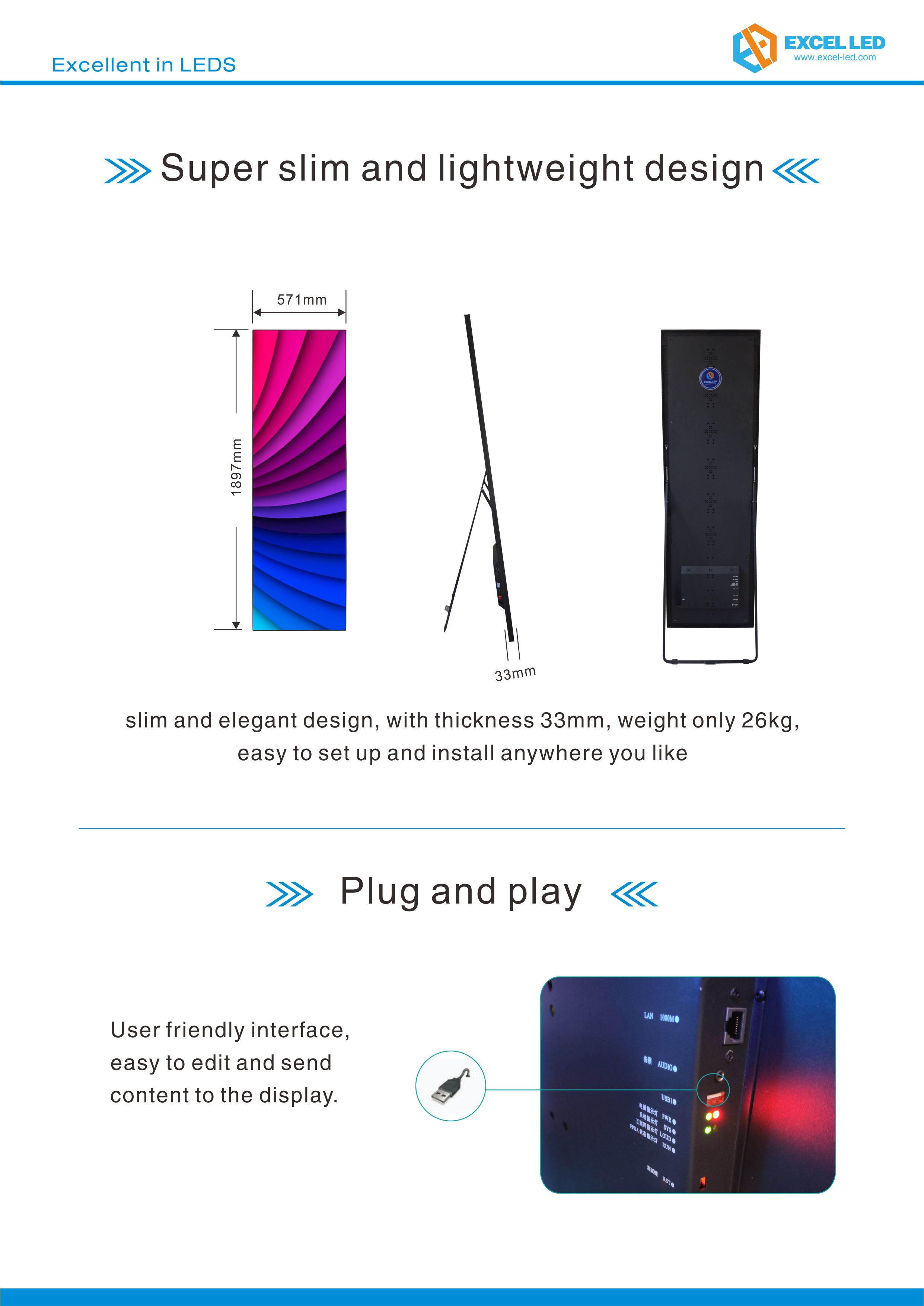 Digital led poster advertising light box display stand airport shopping mall billboards