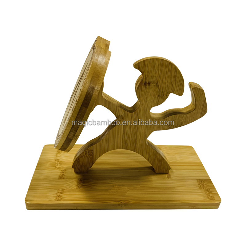 Bamboo Wood Kitchen Soldier Shield Shape Knife Holder Knife Block Holds 6 Knives