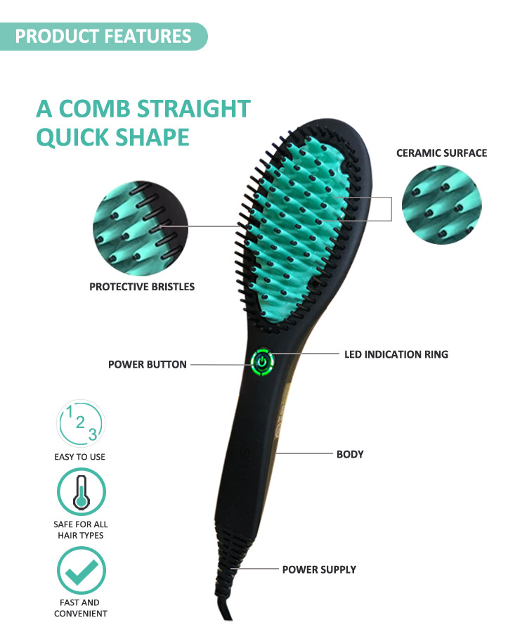 Dual voltage Nylon Ionic Hair Straightener Comb Ceramic Coating