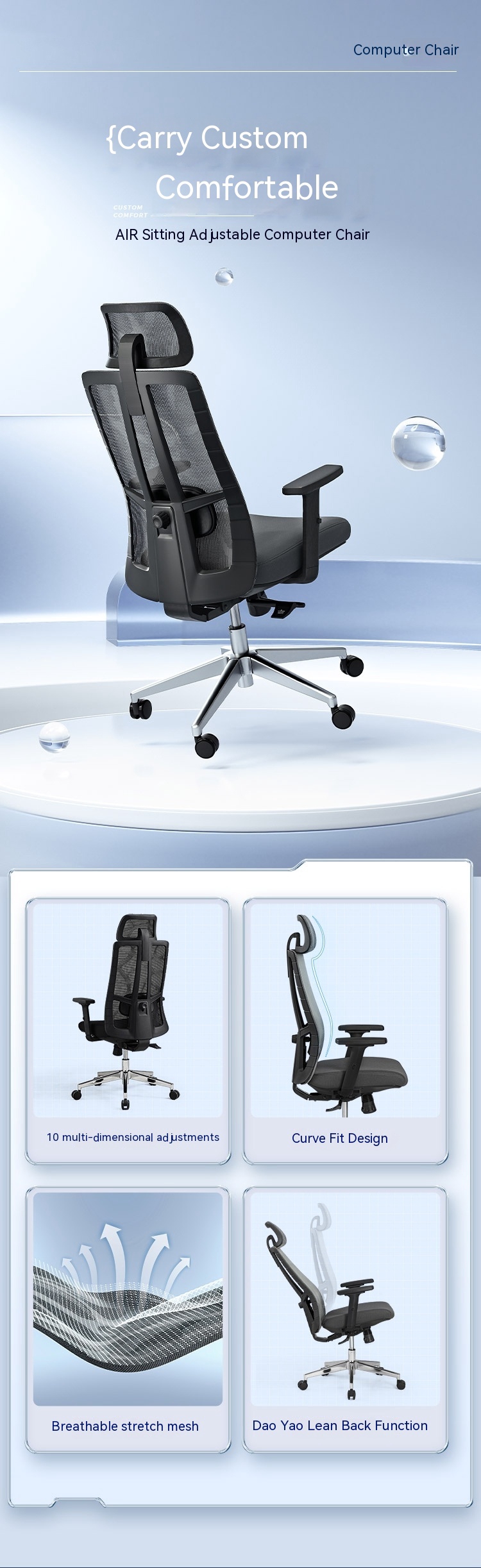 Modern Office Furniture Manager Office Executive Table and Ergonomic Mesh Office Chair