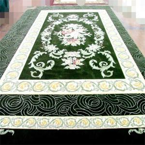 China 3d Green Hand Embossed 100 Wool Carpet Rug Fire Resistance Anti - Slip Feature wholesale