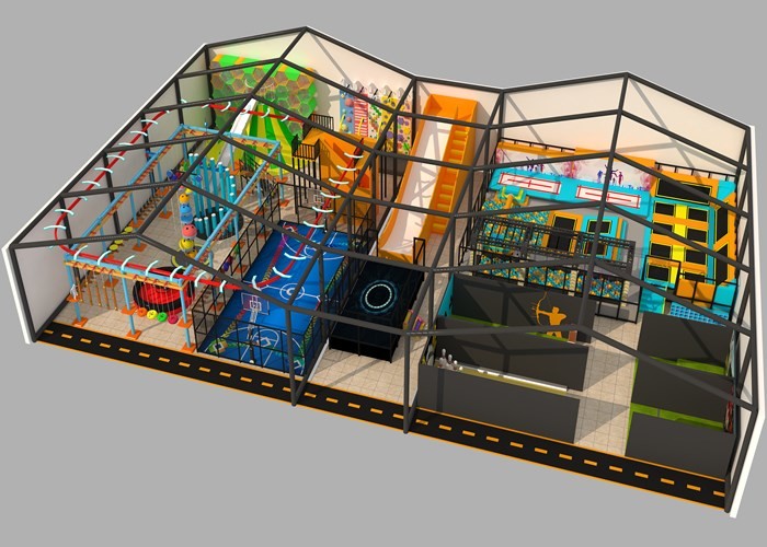 Large Theme Indoor Trampoline Park Playground With Climbing Wall