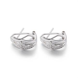China 3.13g Sterling Silver Oval Hoop Earrings Rhombus Cubic Zirconia Square Stud Earrings wholesale