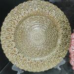 Golden Color Dessert Glass Charger Plates , Decorative Charger Plates For