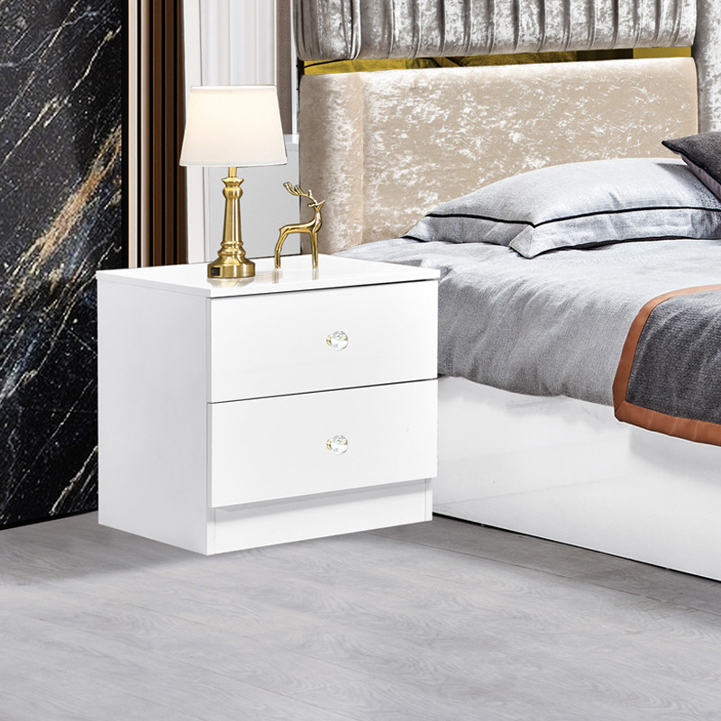 High Gloss White Wooden Frame Double Bed Suite Luxury King Size Modern Design Mdf Full Set Bedroom Furniture