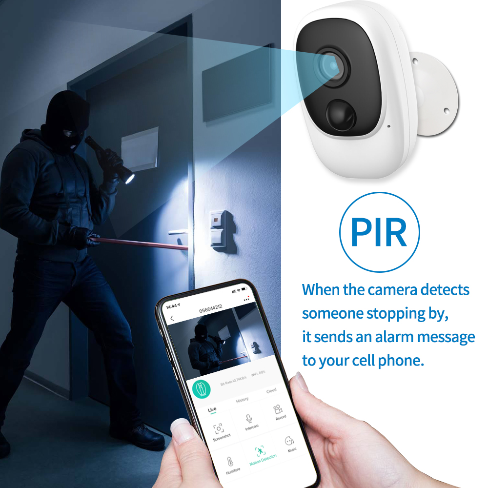 Remote Control Night Vision Two-way Audio Pir Wify Outdoor Camera Work with Tuya Amazon Google App