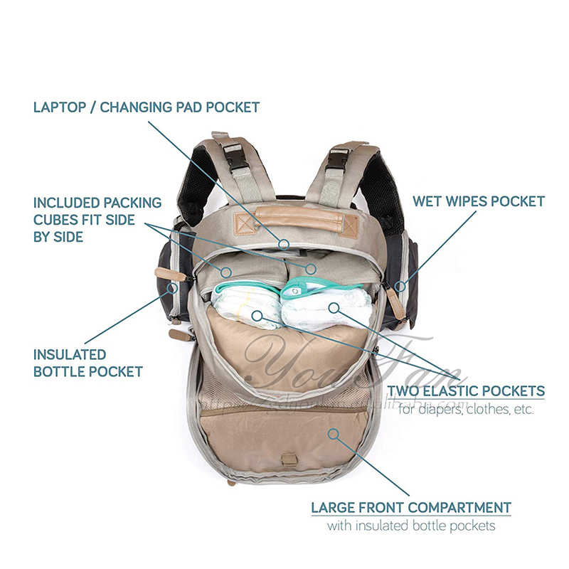 Waterproof Coated Canvas Baby Bag mother baby diaper bag