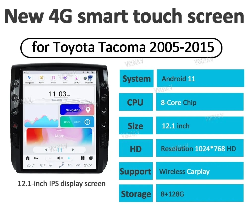 For 2005-2015 Toyota Takuma 12.1 Inch Touch Screen Car radio Navigation GPS Multimedia DVD Player Wireless Carplay 4G