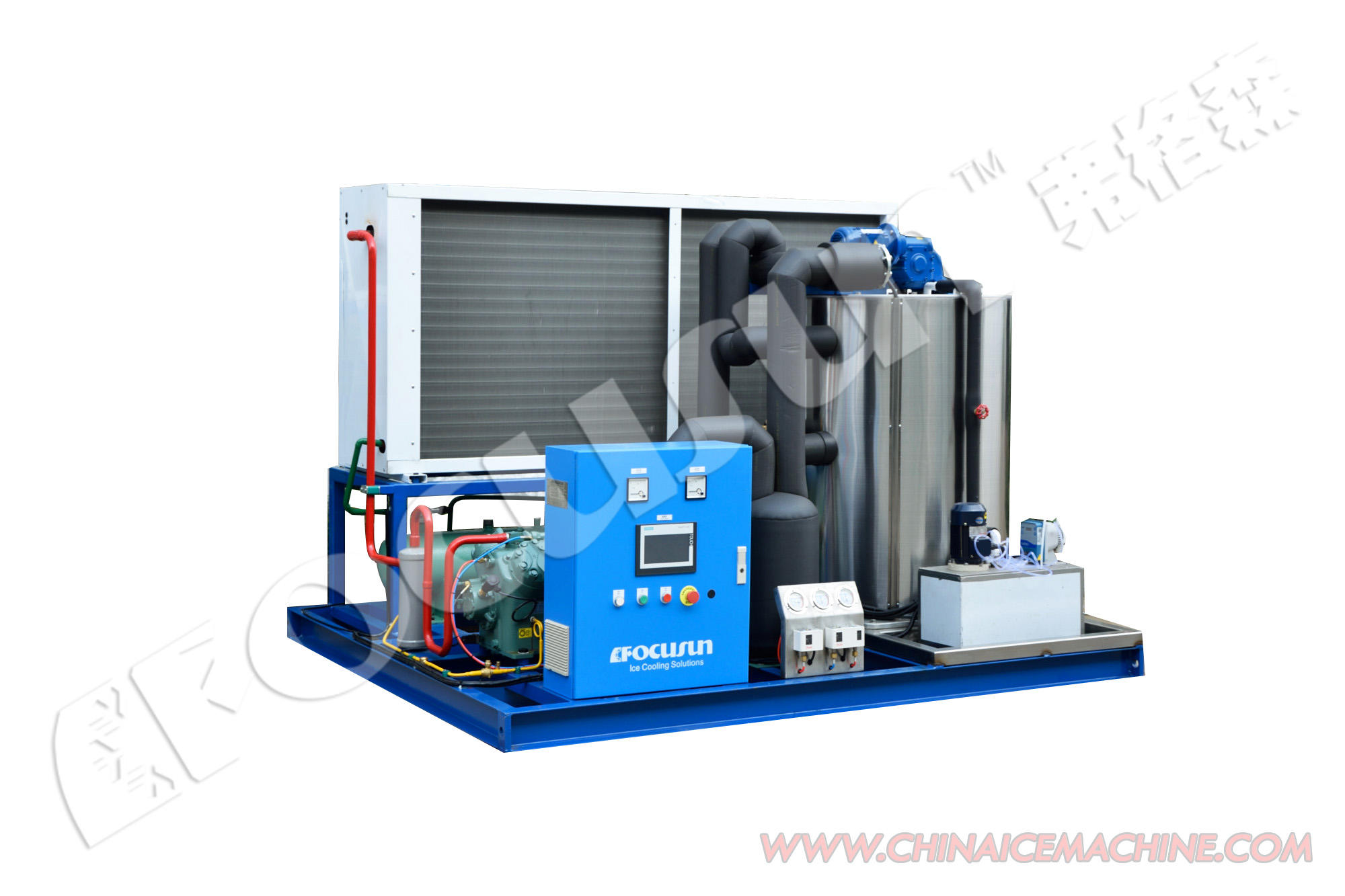Flake Ice Machine 1-200MT Capacity Core Components Other Water Cooling Mode