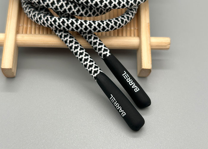 Round Customized 5mm Drawstring Cord With Silicone End And Printed Logo