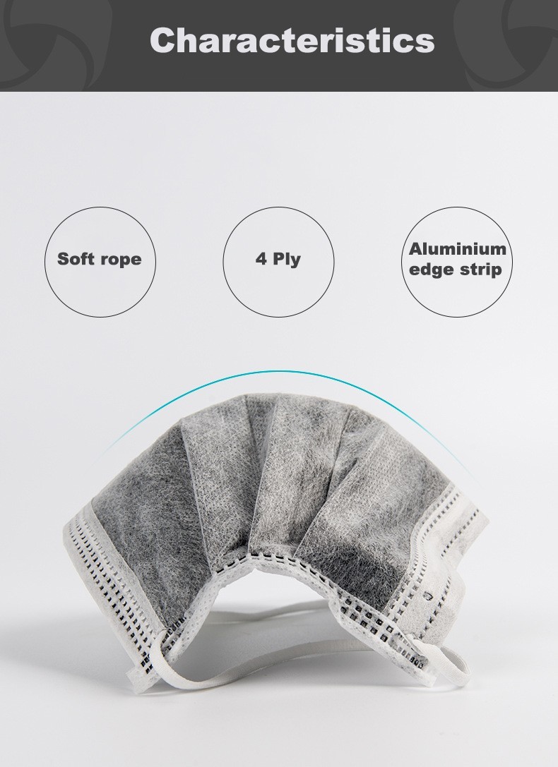 Customized Carbon Filter Face Mask Liquid Proof Non Stimulating Feeling