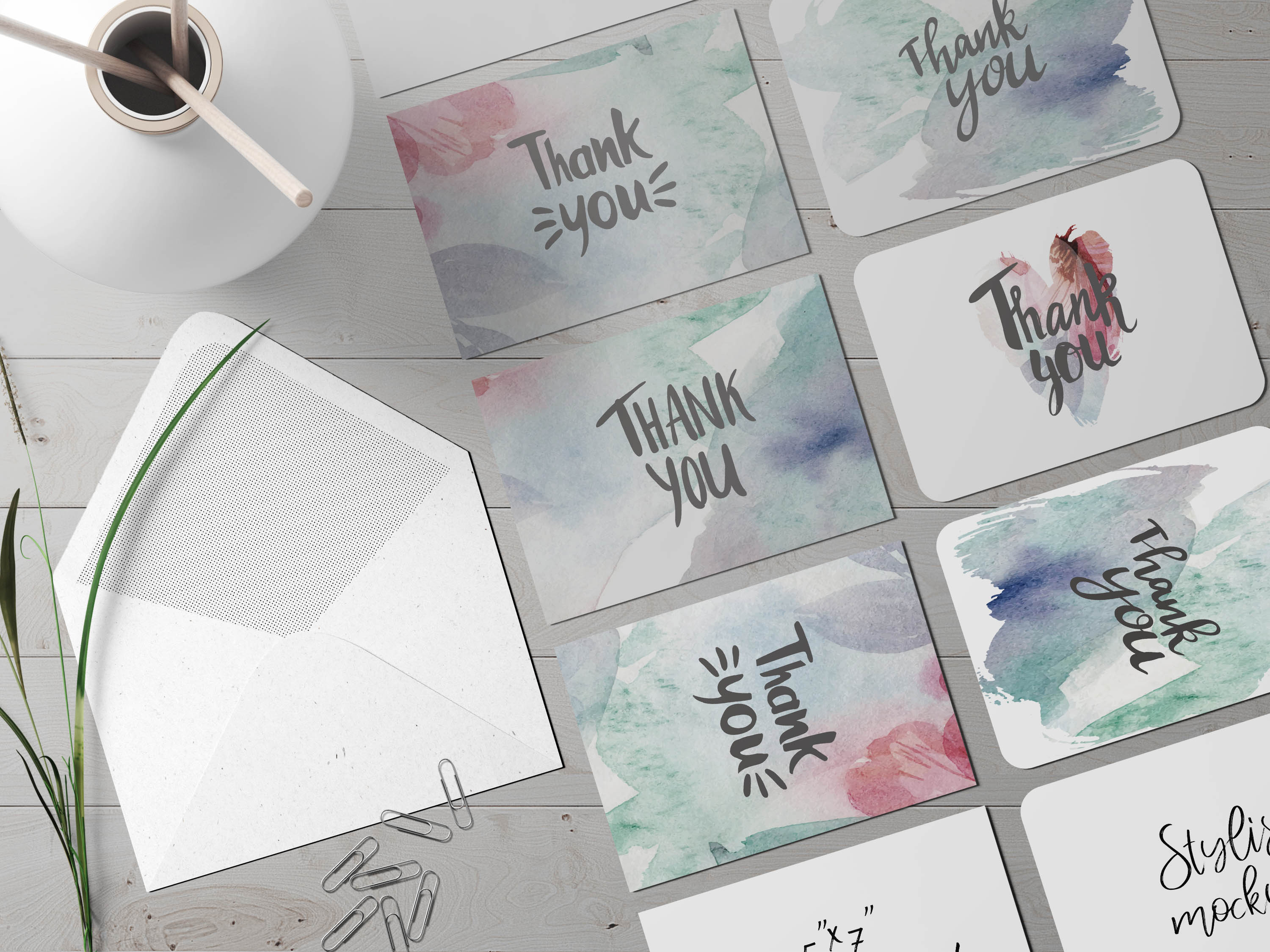Festival Small Thank You Message Card CMYK Color Snow Christmas Greeting Postcard
