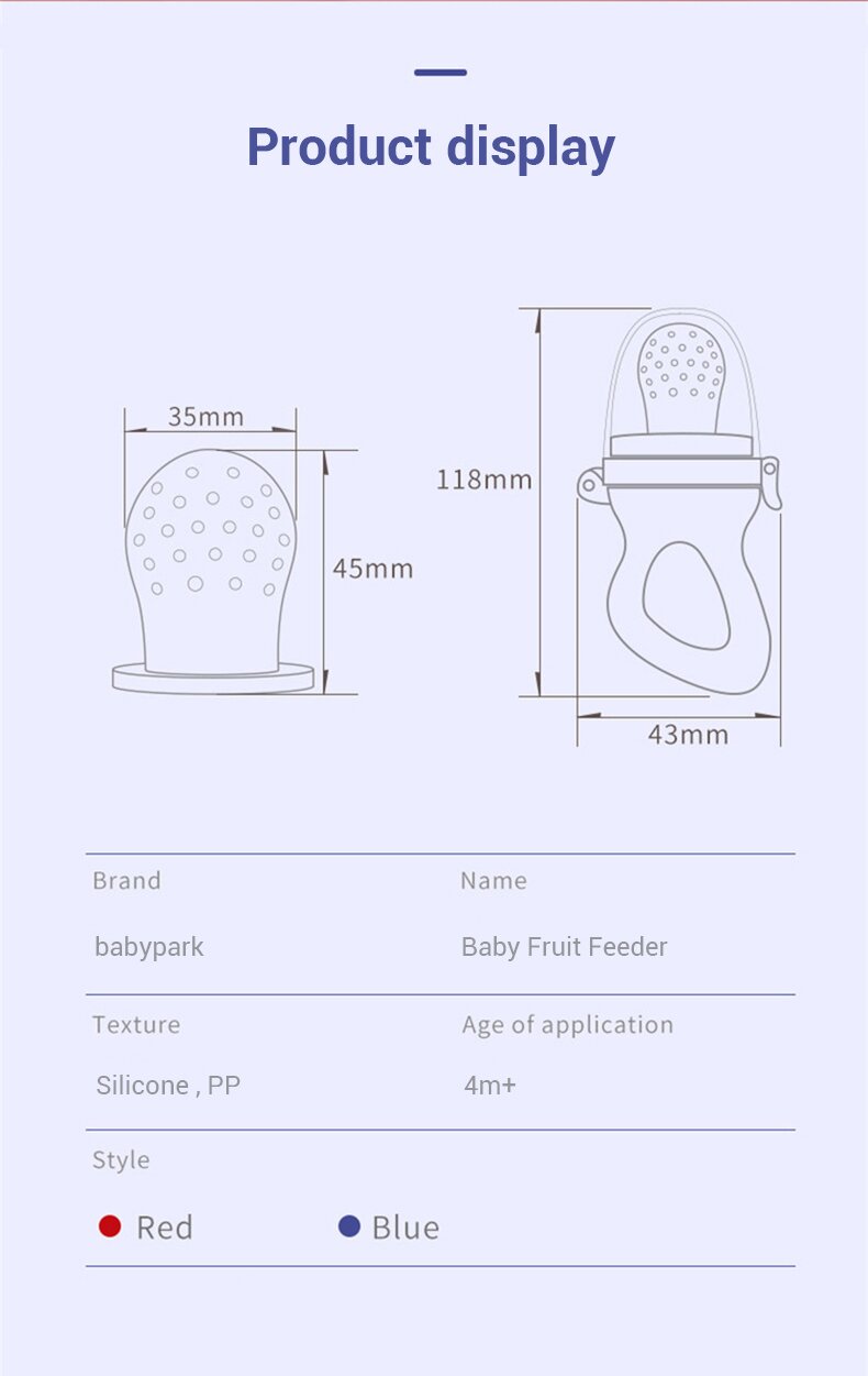 Small Tapered Type Silicone Baby Fruit Pacifier Feeder Small Mouth For Vegetable Bite