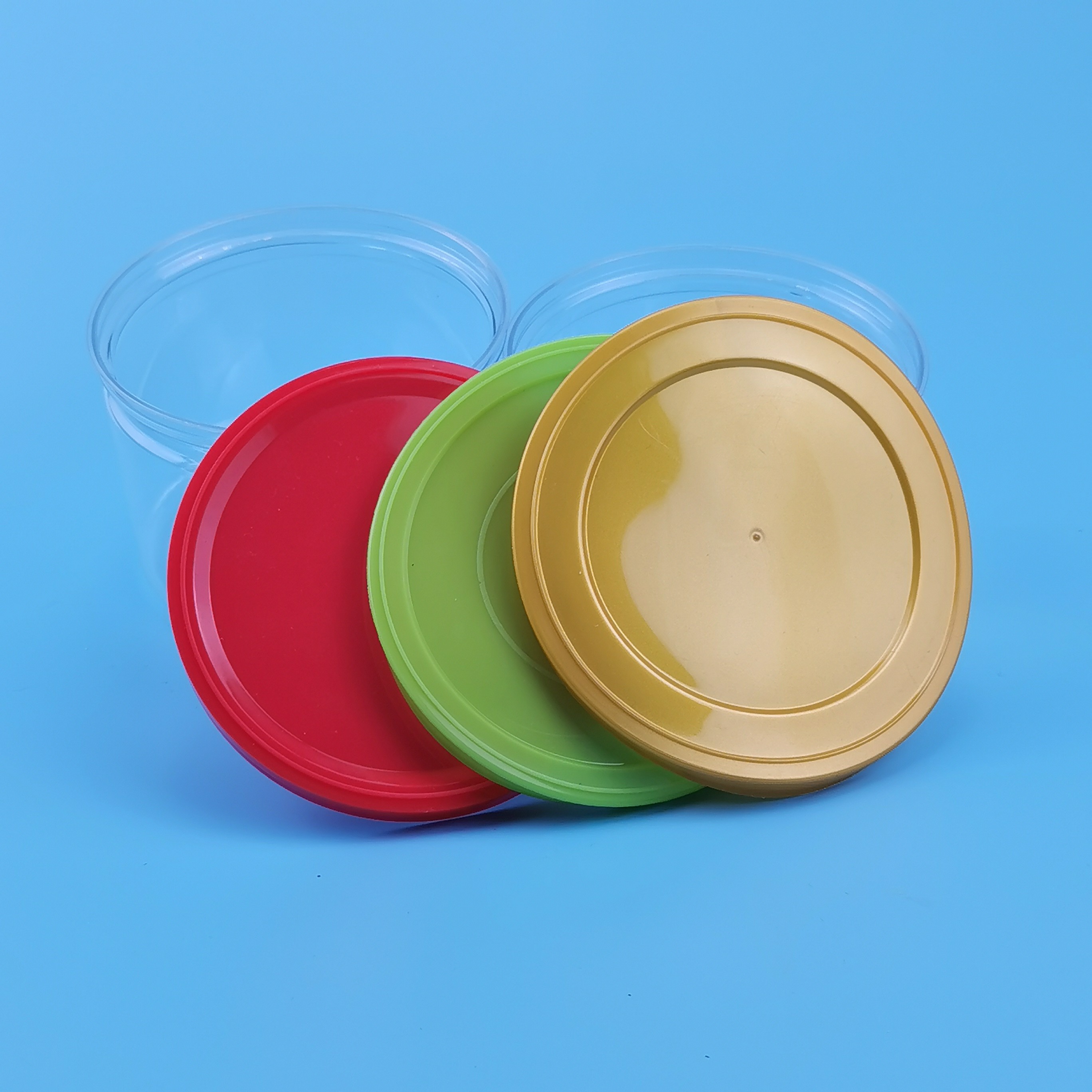 Reusable 99mm Embossed Logo Plastic Tin Lid Covers