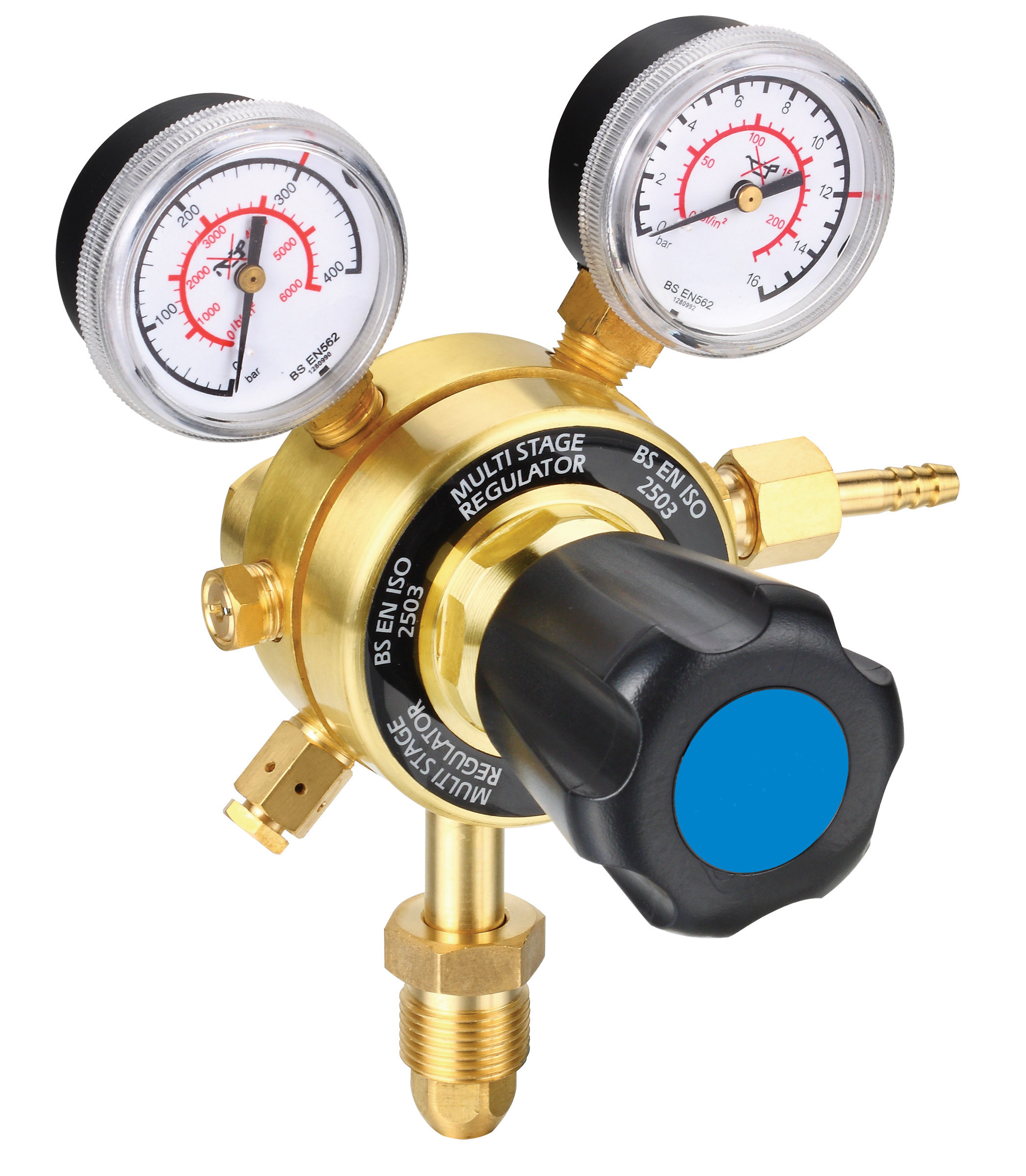 High Flow Stability Compressed Gas Pressure Regulator , Dual Stage Gas Pressure Regulator