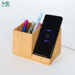China Bamboo Mobile Phone Wireless Charger With Pen Holder Simple wholesale