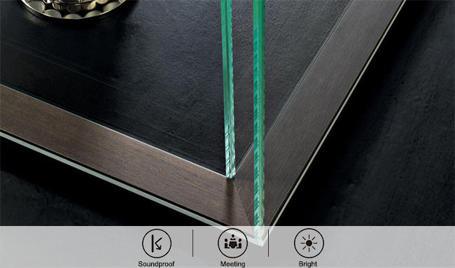 Glass office Partition Walls with Framed Glazed wall sound acoustic double layer profile