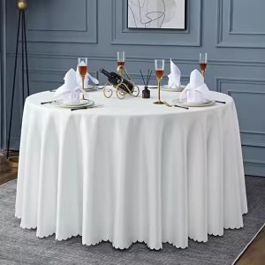 Jacquard Wrinkles Resistant Round Fabric Tablecloths Party Table Cloth