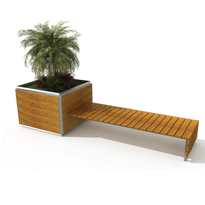 EN840 Certificate 140cm Stainless Steel Wooden Planter Bench Seat