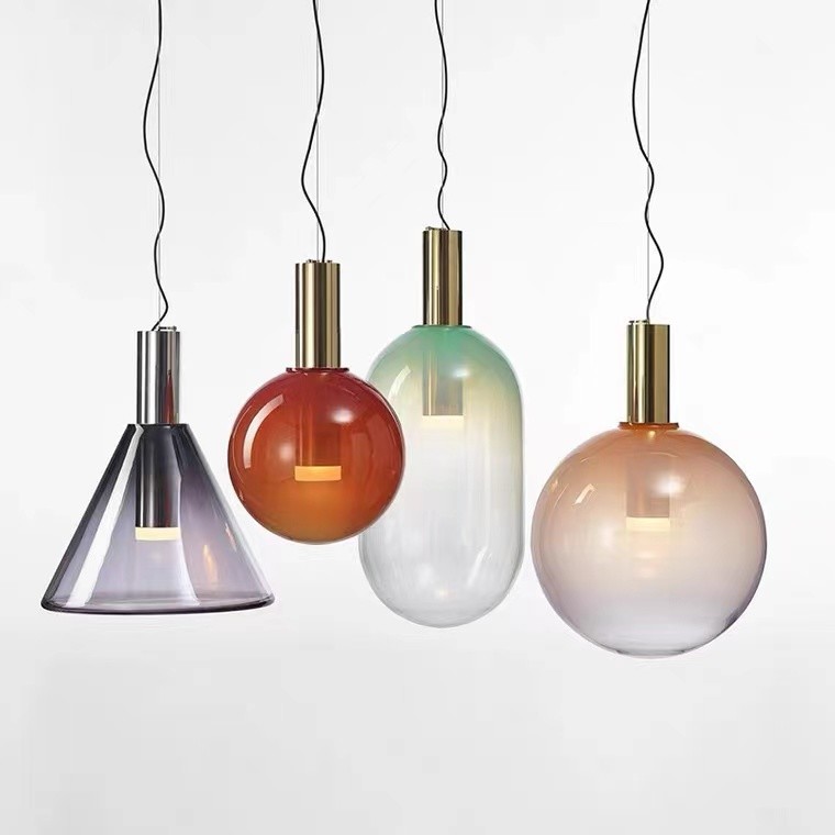 Dining Room Creative Hanging Lamp LED Chandelier Light Restaurant Bar Design Glass Fixture