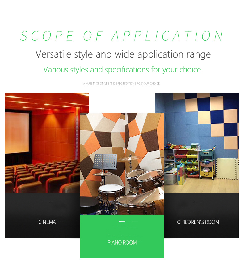 Polyester 0.8-1.2 Thickness Acoustic Wall Panel With Adhesive Backing