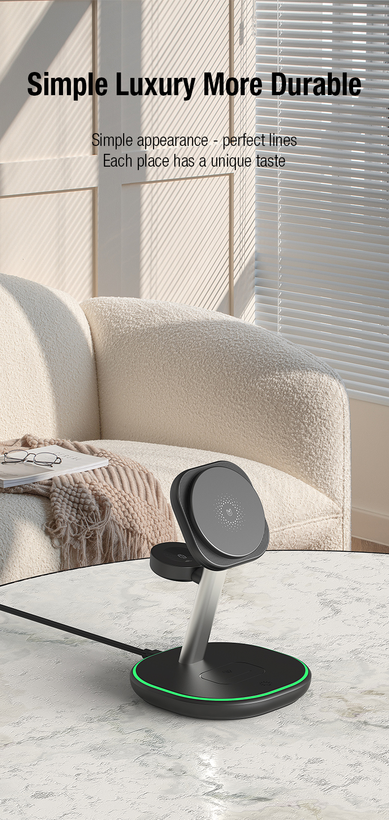 ABS 15W Qi Magnetic Multifunctional Wireless Charging Desktop 3 in 1 Stand for Iphone