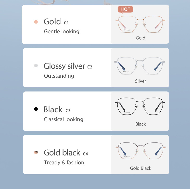 Ultra light Titanium Frame Glasses Polygon Round Customized Logo