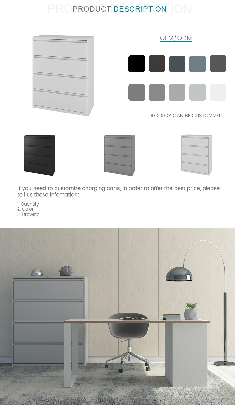 Office Metal Lateral File Cabinets 4 Drawer Large Storage Cabinets