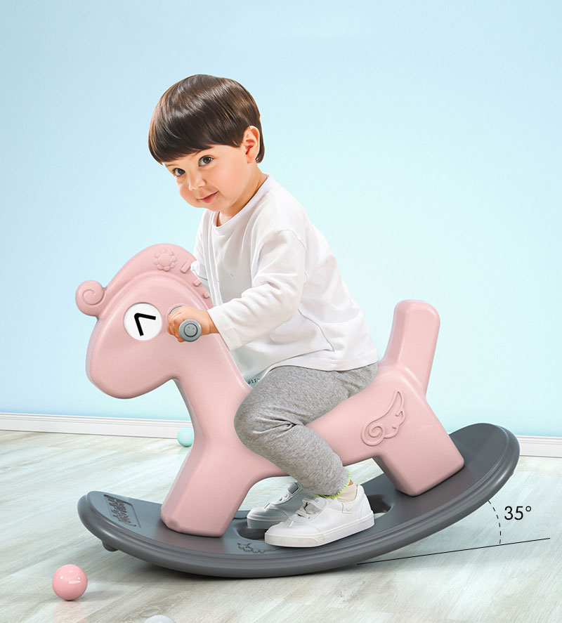 Gender-Neutral PVC Rocking Horse Roller Coaster Fun Toddler Ride-on Toy for 1-5 Year Olds