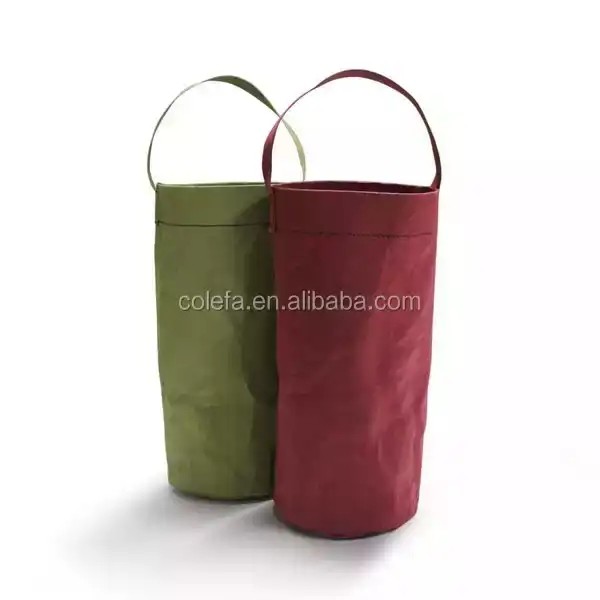 Washable Kraft Paper Single Wine Bottle Bag Thermal / Tear Resistant Portable