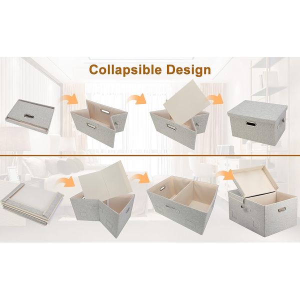 Fabric storage bins with lids