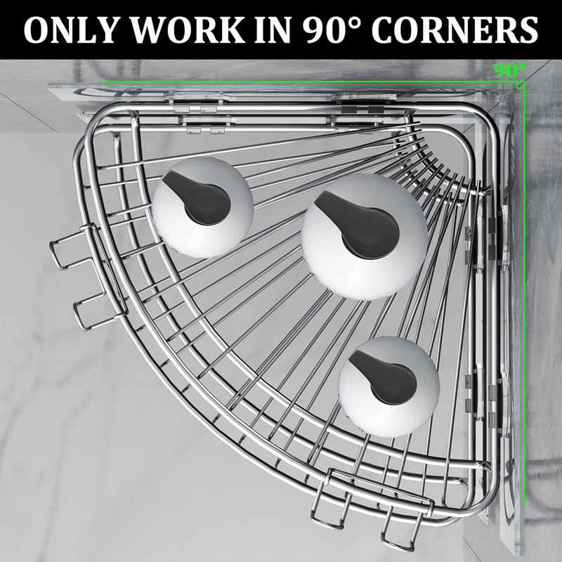 Shower Caddy Stainless Steel with Hooks Wall Mounted Bathroom Shelf Storage Organizer