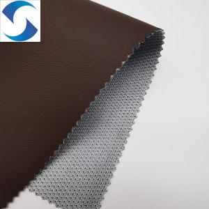 China 0.65mm Brown PVC Leather Fabric From 100% Polyester Knitted Backing Technics wholesale