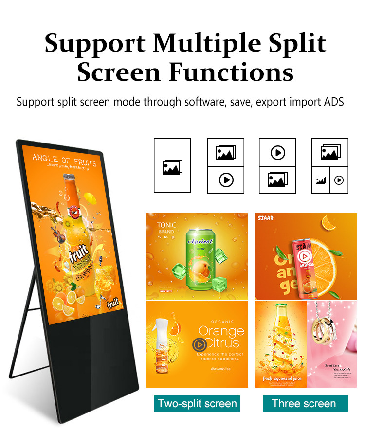 1080P 4K 2G DDR3 Floor Standing Digital Signage Aluminum Alloy Frame