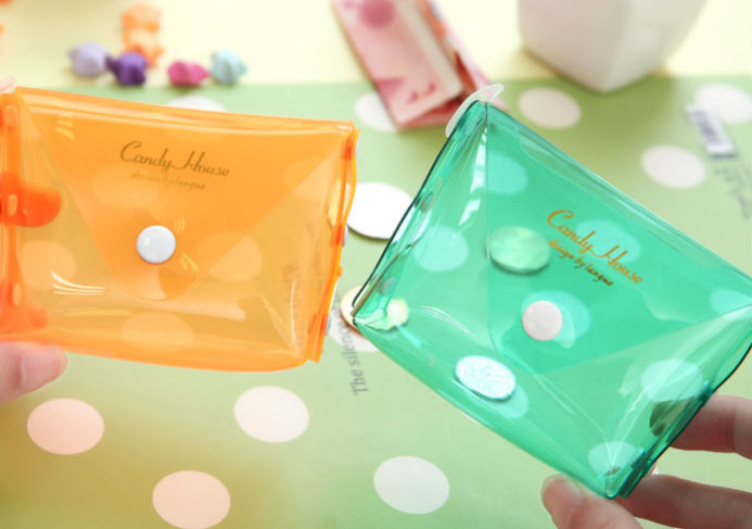 Transparent Waterproof EVA Cosmetic Bag Candy Colour For Pocket Coin