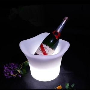 China Four Corner Plastic LED Champagne Bucket , Colour Changing Wine Cooler wholesale