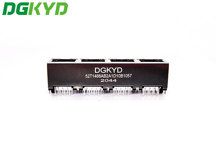 180 Degree 1X4 RJ45 Ethernet Connector With LED