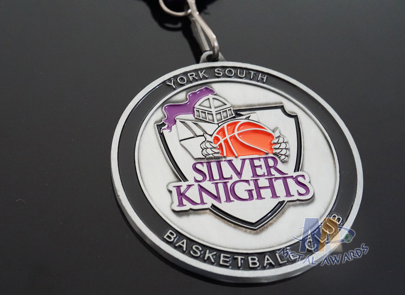 basketball Club Antique Silver Plating Custom Award Medals Soft Enamel Sports Events Medallion