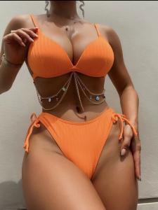 China Solid Pattern Swimming Suits Bikini Style With Ruffles Ladies Swimming Suits Girls Swimwear wholesale