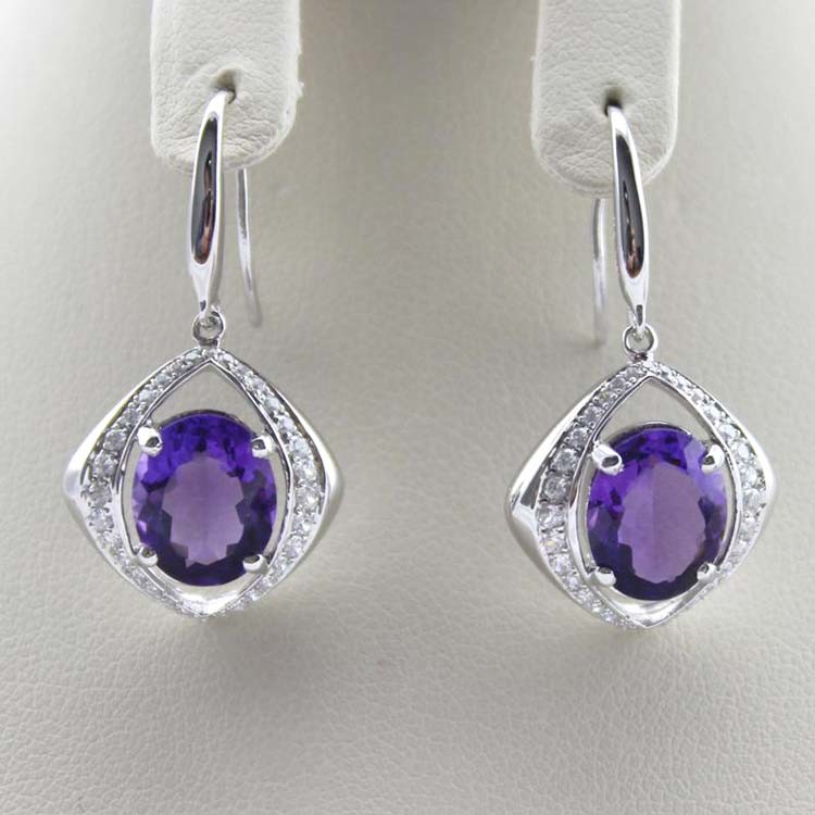 Sterling Silver Blue Topaz Cubic Zircon Dangle Earrings(PSJ06215)