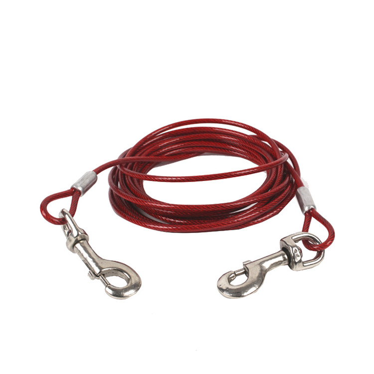 PVC Coated Steel Core Dog Tie Out Cable And Stake Pet Leashes